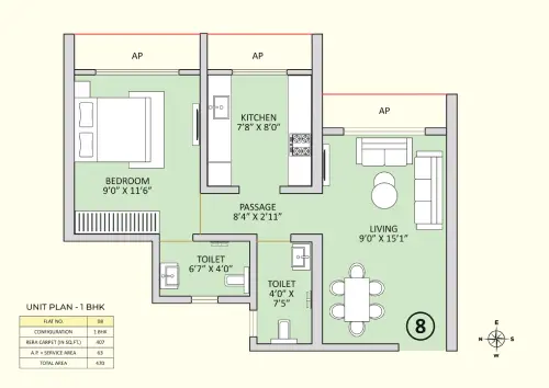 Floor Plane 1 BHK